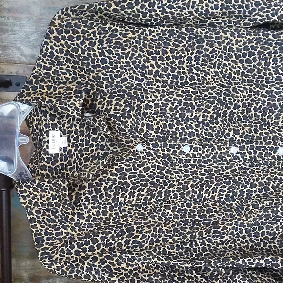 J.Crew Leopard Print 100% Cotton Button Down Blouse - Women's XL - Picture 2 of 6
